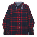 TOMMY HILFIGER Boys Navy & Red Check Shirt L Cotton Blend Long Sleeve Casual