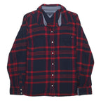 TOMMY HILFIGER Boys Navy & Red Check Shirt L Cotton Blend Long Sleeve Casual