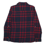 TOMMY HILFIGER Boys Navy & Red Check Shirt L Cotton Blend Long Sleeve Casual