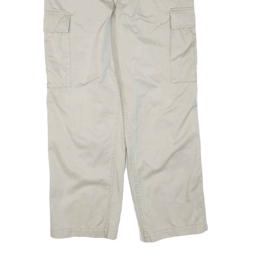 TOMMY HILFIGER Mens Cotton Blend Beige Regular Cargo Trousers W36 L30 Casual