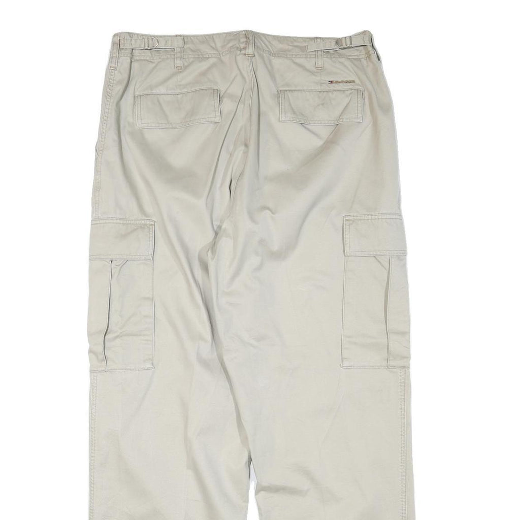 TOMMY HILFIGER Mens Cotton Blend Beige Regular Cargo Trousers W36 L30 Casual