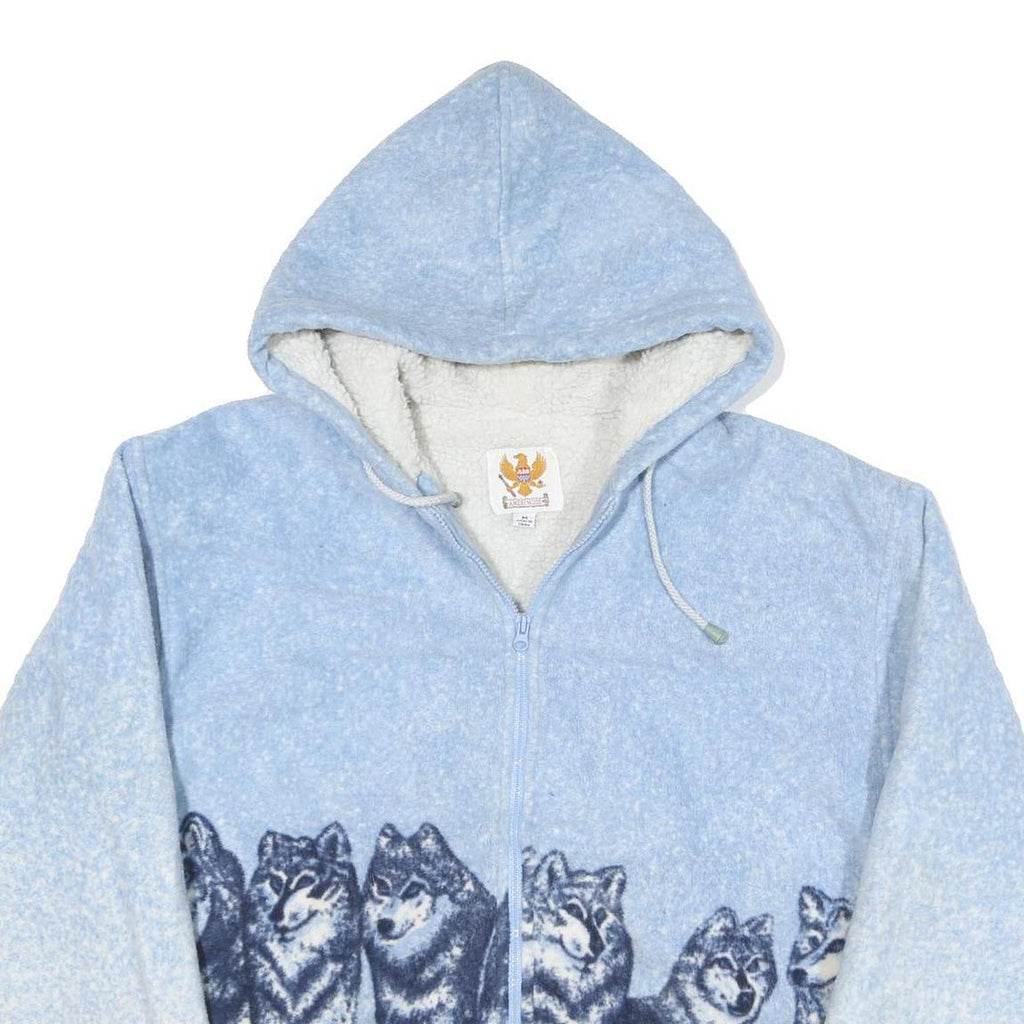 AMERI MODE Mens Blue Jacket M Polyester Blend Plain Zip Up Hooded Casual
