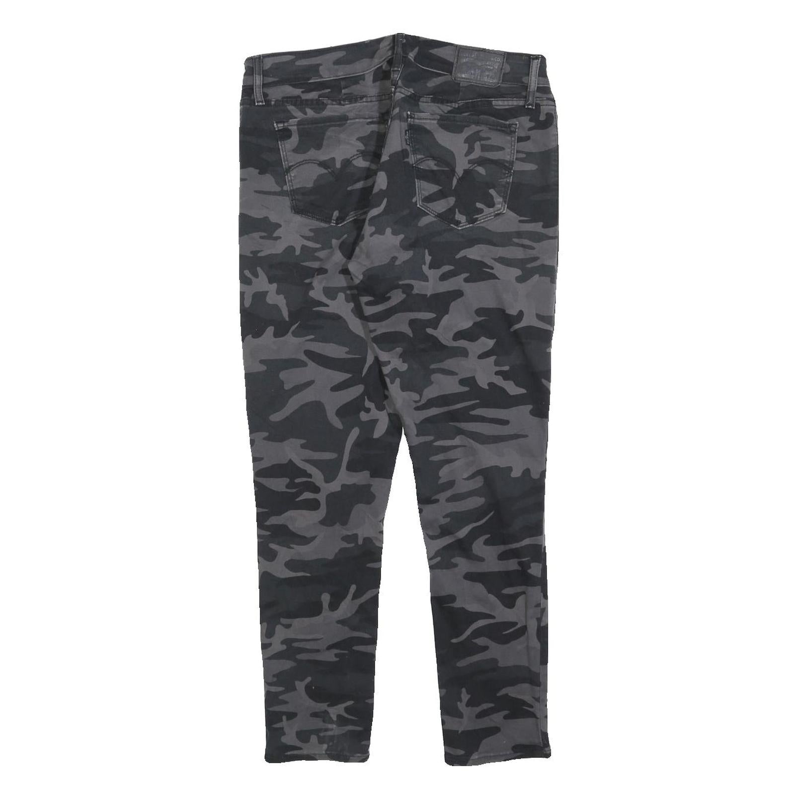 LEVI'S Womens Cotton Blend Black & Grey Camouflage Slim Skinny Trousers W31 L27