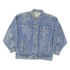 LEVI'S Womens Blue Denim Jacket L Cotton Blend Button Closure Classic Fit