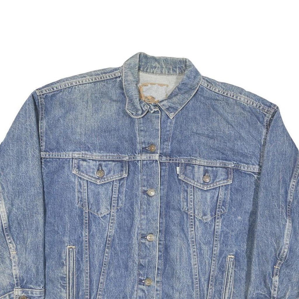 LEVI'S Womens Blue Denim Jacket L Cotton Blend Button Closure Classic Fit