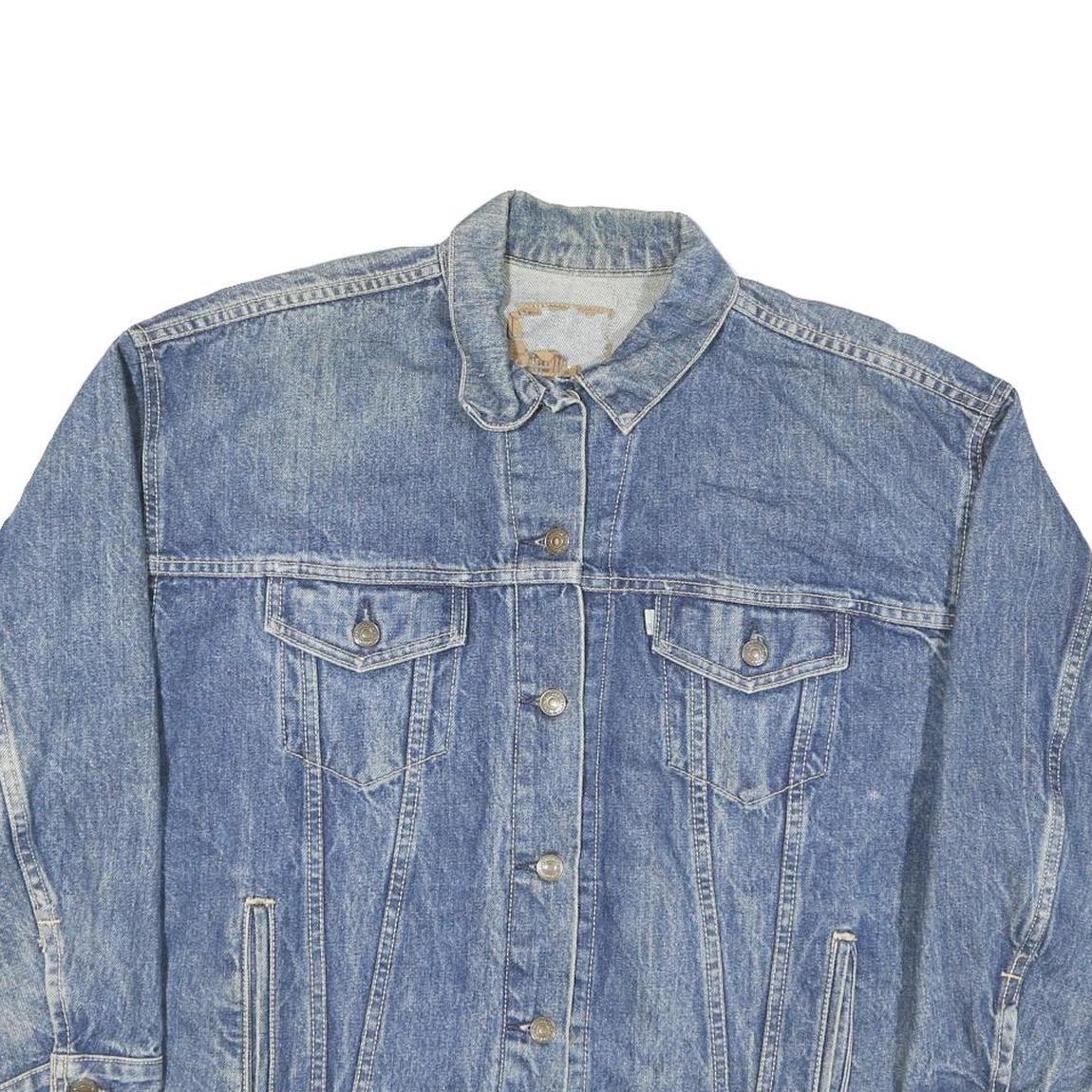 LEVI'S Womens Blue Denim Jacket L Cotton Blend Button Closure Classic Fit