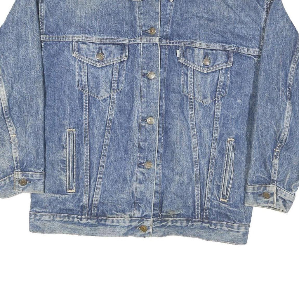 LEVI'S Womens Blue Denim Jacket L Cotton Blend Button Closure Classic Fit