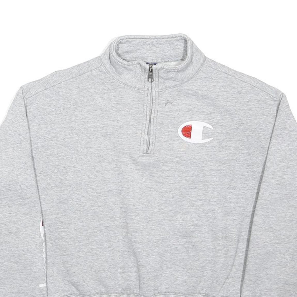 CHAMPION Boys Grey Patterned Jumper Crew Neck Basic Knit S Casual Sportswear