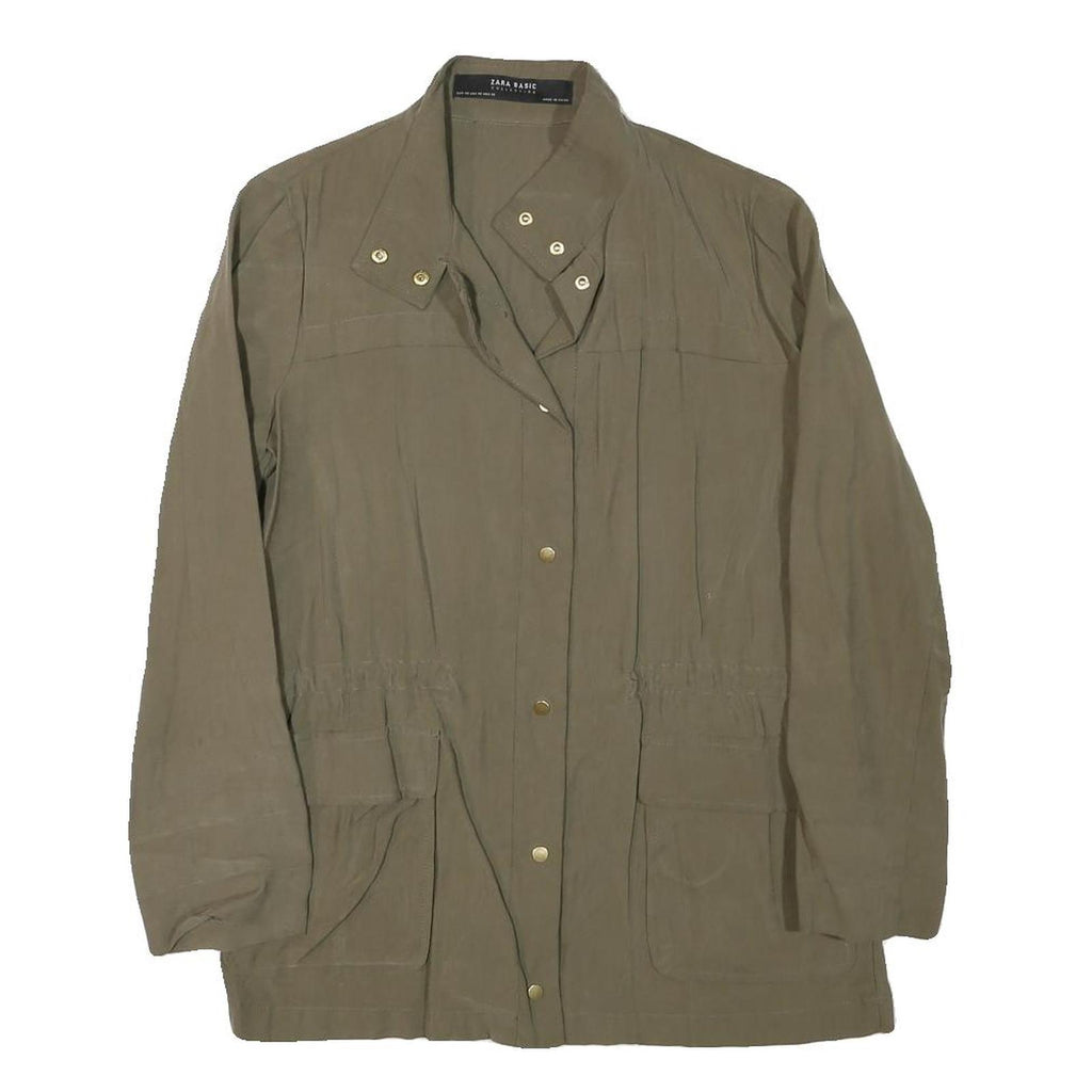 ZARA Womens Brown Lightweight Jacket XS Cotton Blend Button Closure Classic Fit
