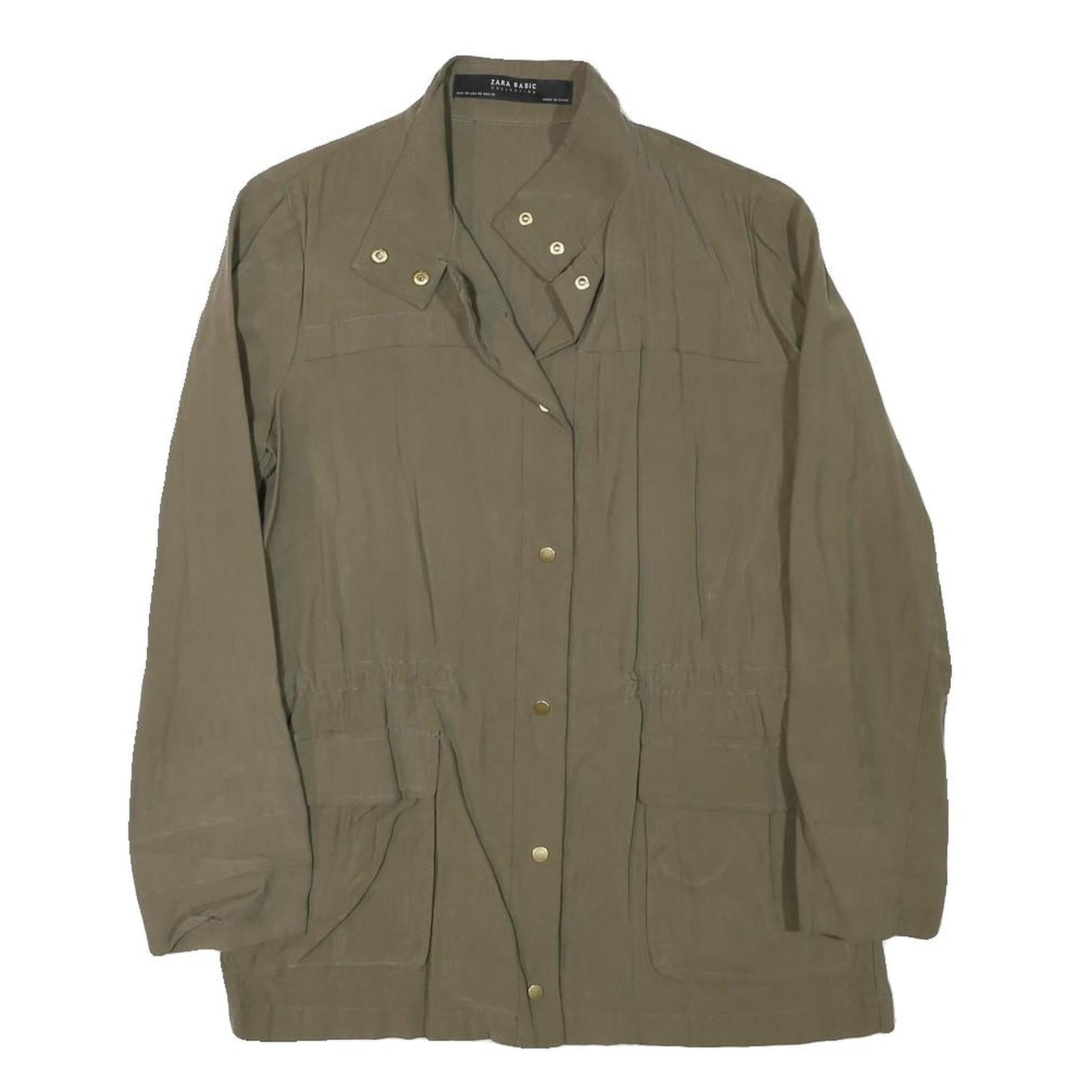 ZARA Womens Brown Lightweight Jacket XS Cotton Blend Button Closure Classic Fit