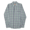 HUGO BOSS Mens Green & Grey Check Shirt S Premium Cotton Blend Classic Fit Long