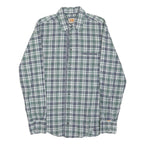 HUGO BOSS Mens Green & Grey Check Shirt S Premium Cotton Blend Classic Fit Long