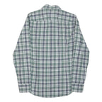 HUGO BOSS Mens Green & Grey Check Shirt S Premium Cotton Blend Classic Fit Long