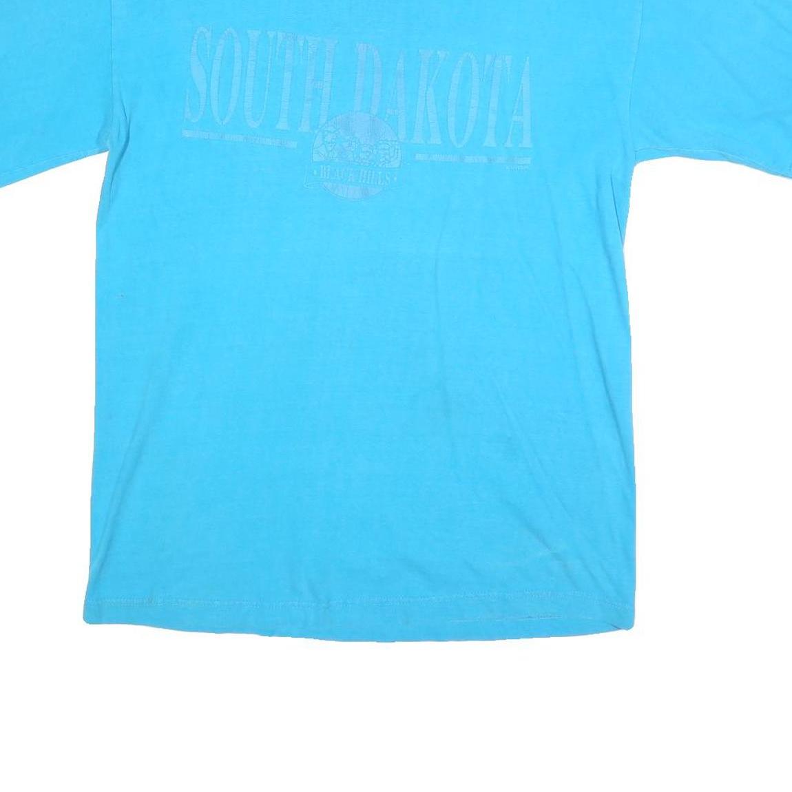SIGNAL SPORTS Womens Blue South Dakota Graphic T-Shirt L Short Sleeve Crew Neck