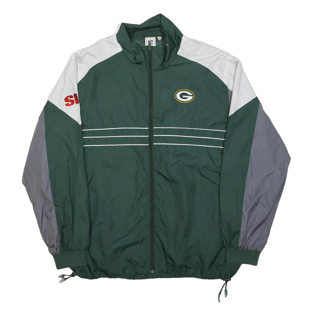 NFL Mens Green White Grey Sport Zip Jacket XL Polyester Plain Green Bay Packers