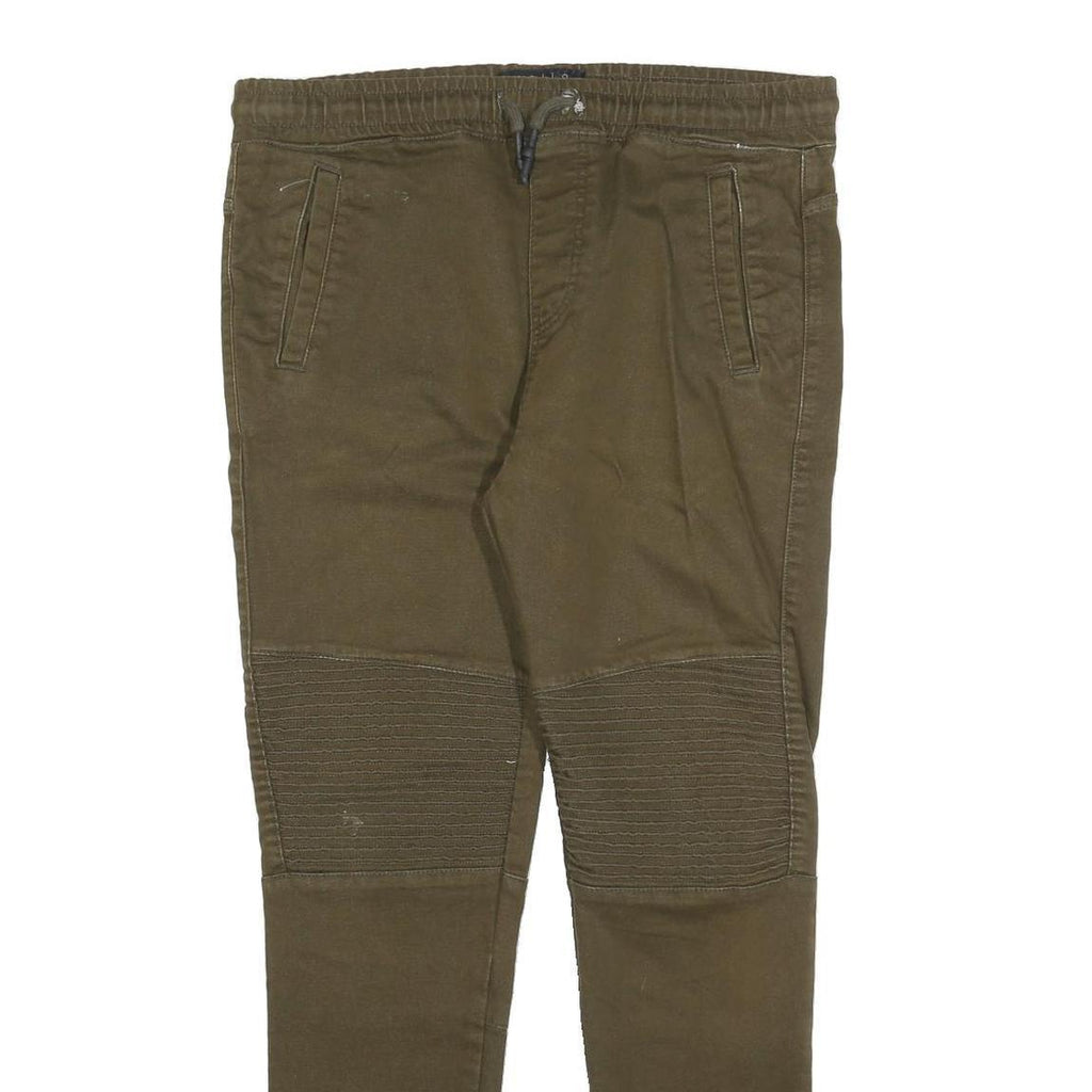 CELIO Mens Green Regular Fit Tapered Trousers W36 L30 Drawstring Cotton Blend