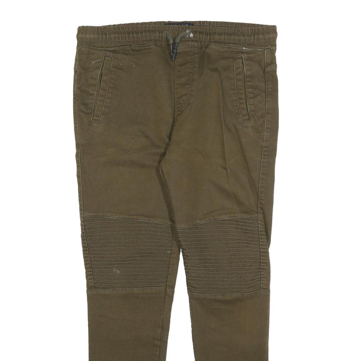 CELIO Mens Green Regular Fit Tapered Trousers W36 L30 Drawstring Cotton Blend