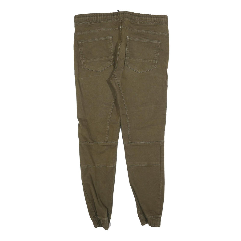CELIO Mens Green Regular Fit Tapered Trousers W36 L30 Drawstring Cotton Blend