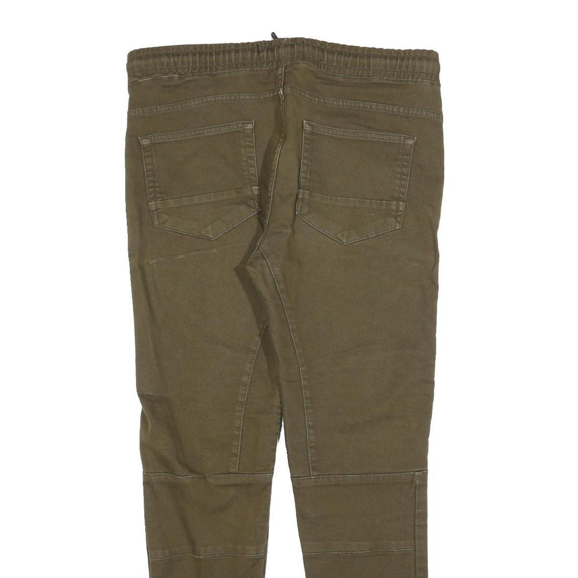 CELIO Mens Green Regular Fit Tapered Trousers W36 L30 Drawstring Cotton Blend