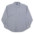 NAUTICA Mens Blue & Grey Striped Shirt XL Cotton Blend Long Sleeve Casual Button