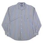 NAUTICA Mens Blue & Grey Striped Shirt XL Cotton Blend Long Sleeve Casual Button