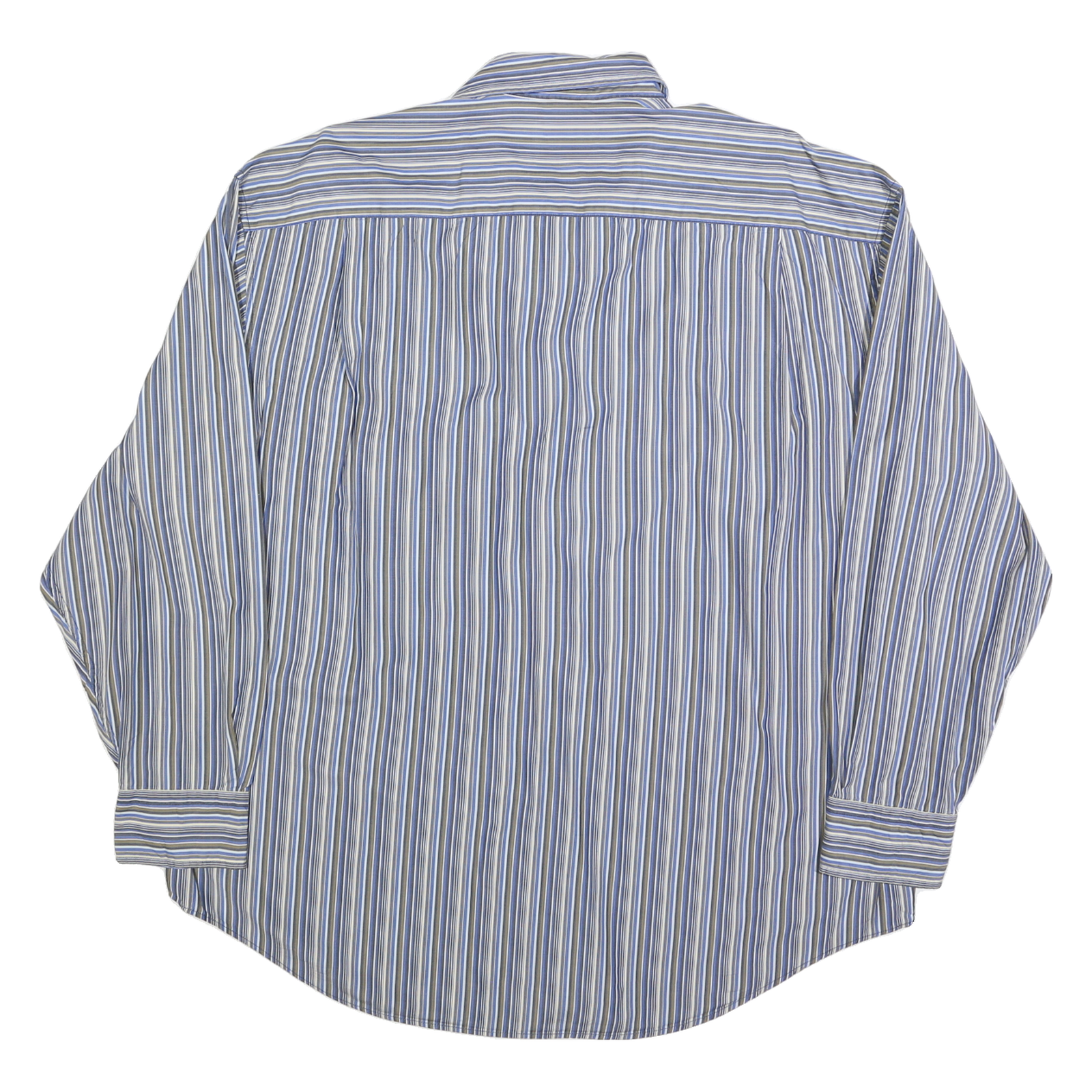 NAUTICA Mens Blue & Grey Striped Shirt XL Cotton Blend Long Sleeve Casual Button