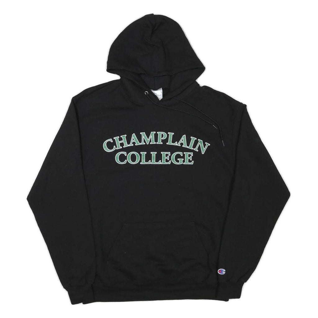 CHAMPION Mens Black Champlain College Pullover Hoodie L Cotton Blend