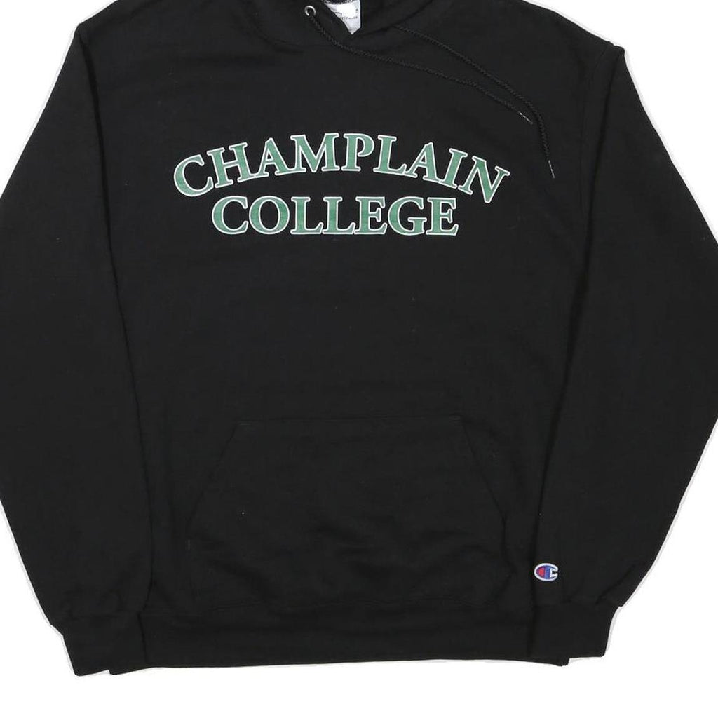 CHAMPION Mens Black Champlain College Pullover Hoodie L Cotton Blend