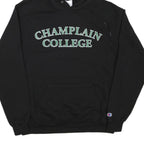 CHAMPION Mens Black Champlain College Pullover Hoodie L Cotton Blend