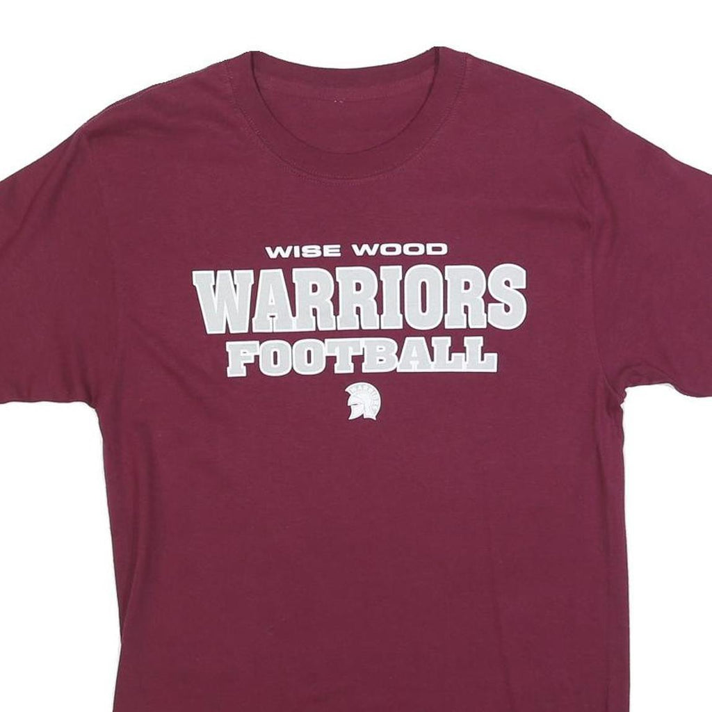 Mens Maroon Wise Wood Warriors Football Graphic T-Shirt S Short Sleeve Crew Neck