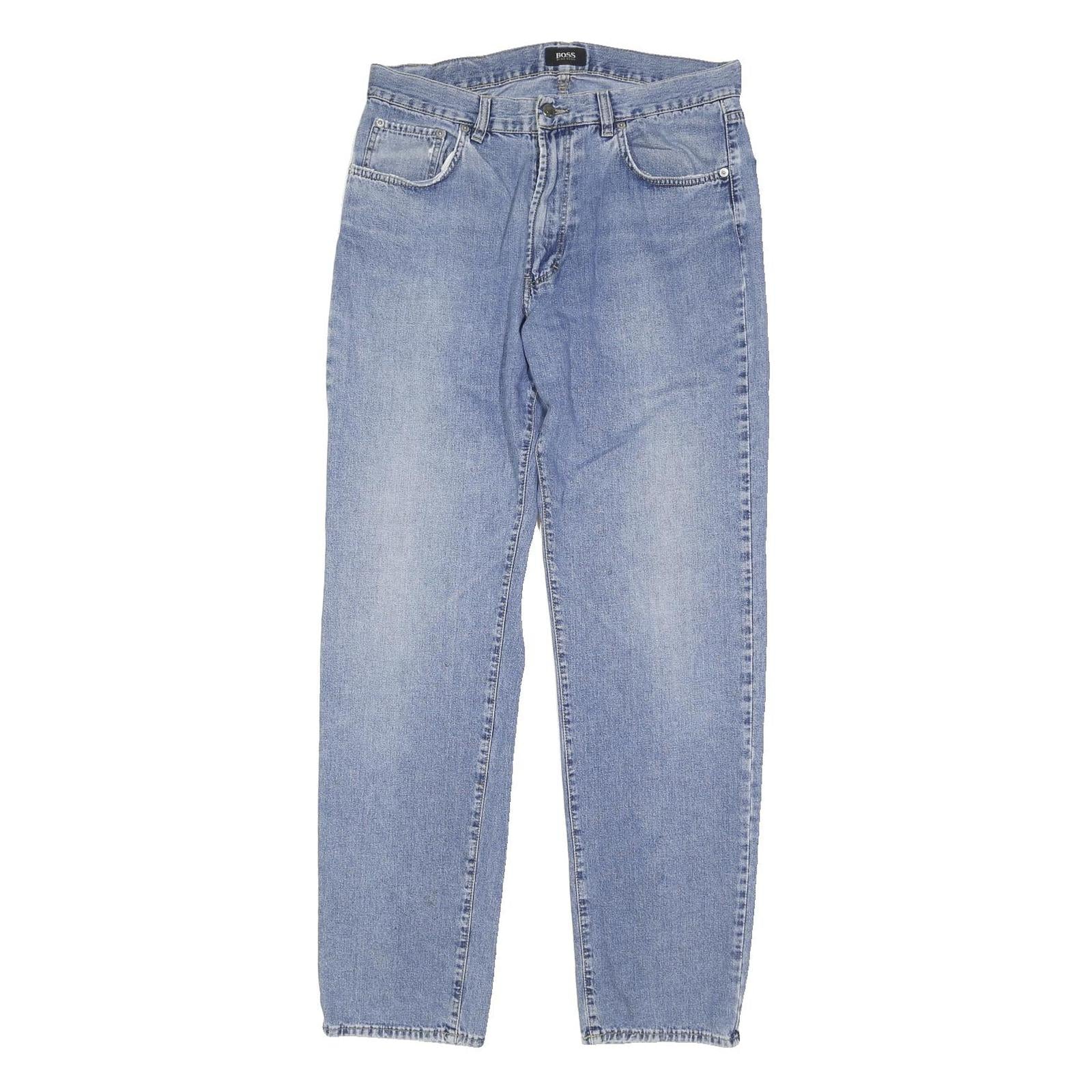 HUGO BOSS Mens Jeans Blue Regular Straight Denim Medium W34 L27 Casual Stylish