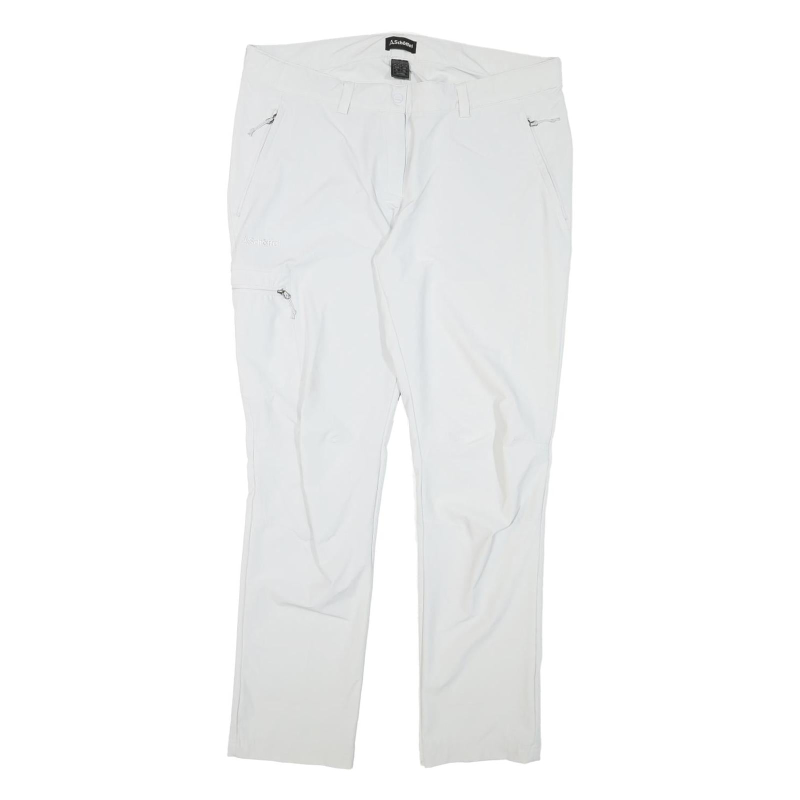 SCHOFFEL Womens White Slim Trousers W36 L30 Lightweight Outdoor Zip Pockets
