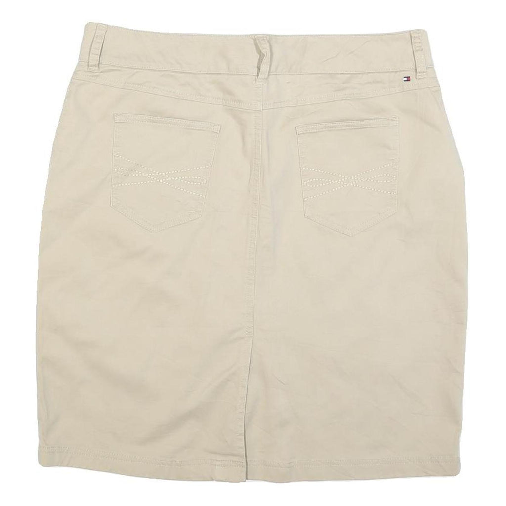 TOMMY HILFIGER Womens Beige Cotton Blend Pencil Knee Length Skirt L Classic