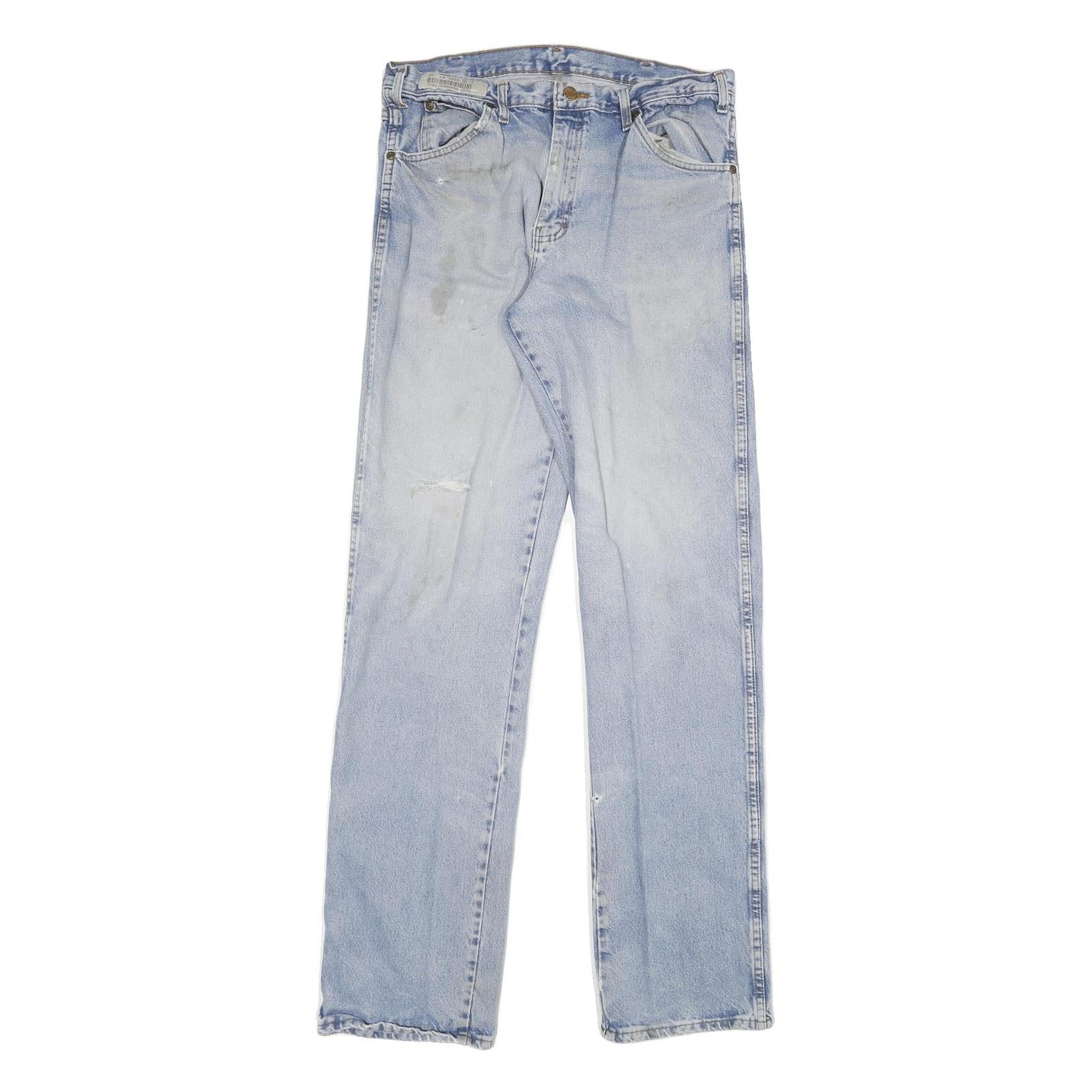 DICKIES Mens Jeans Blue Regular Straight Denim Light W32 L36 Classic Cotton