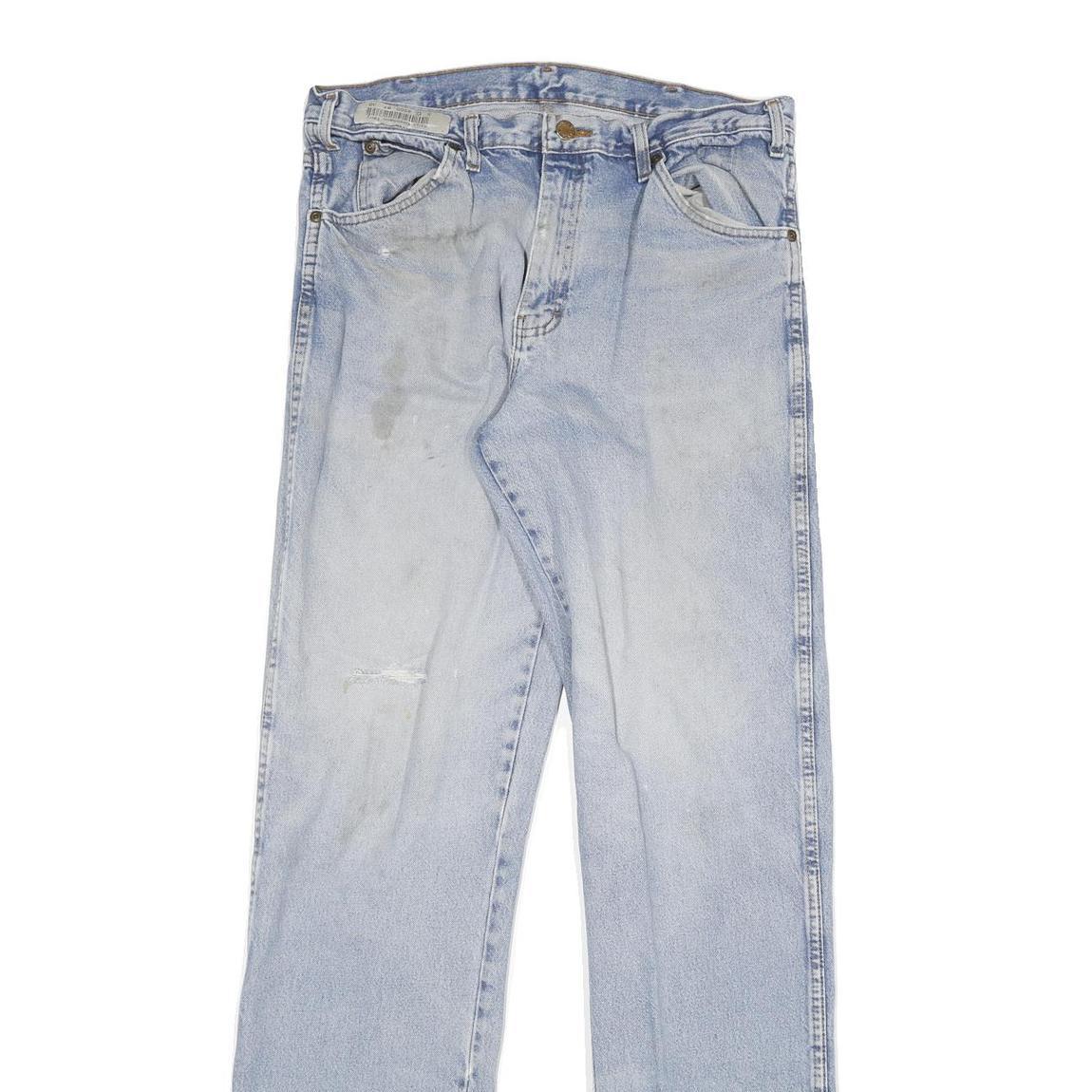 DICKIES Mens Jeans Blue Regular Straight Denim Light W32 L36 Classic Cotton