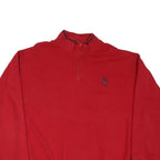 CHAPS Mens Red Quarter Zip Sweatshirt XL Embroidered Logo Casual