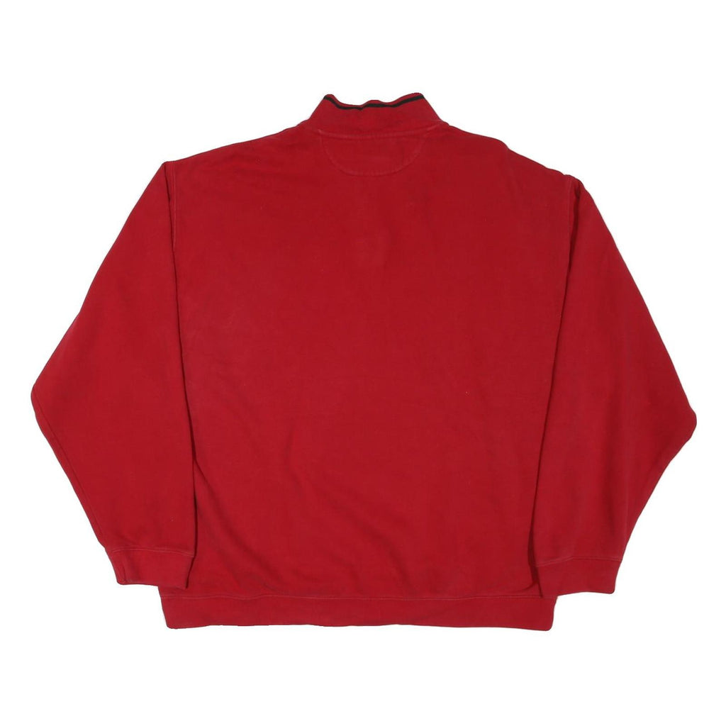 CHAPS Mens Red Quarter Zip Sweatshirt XL Embroidered Logo Casual