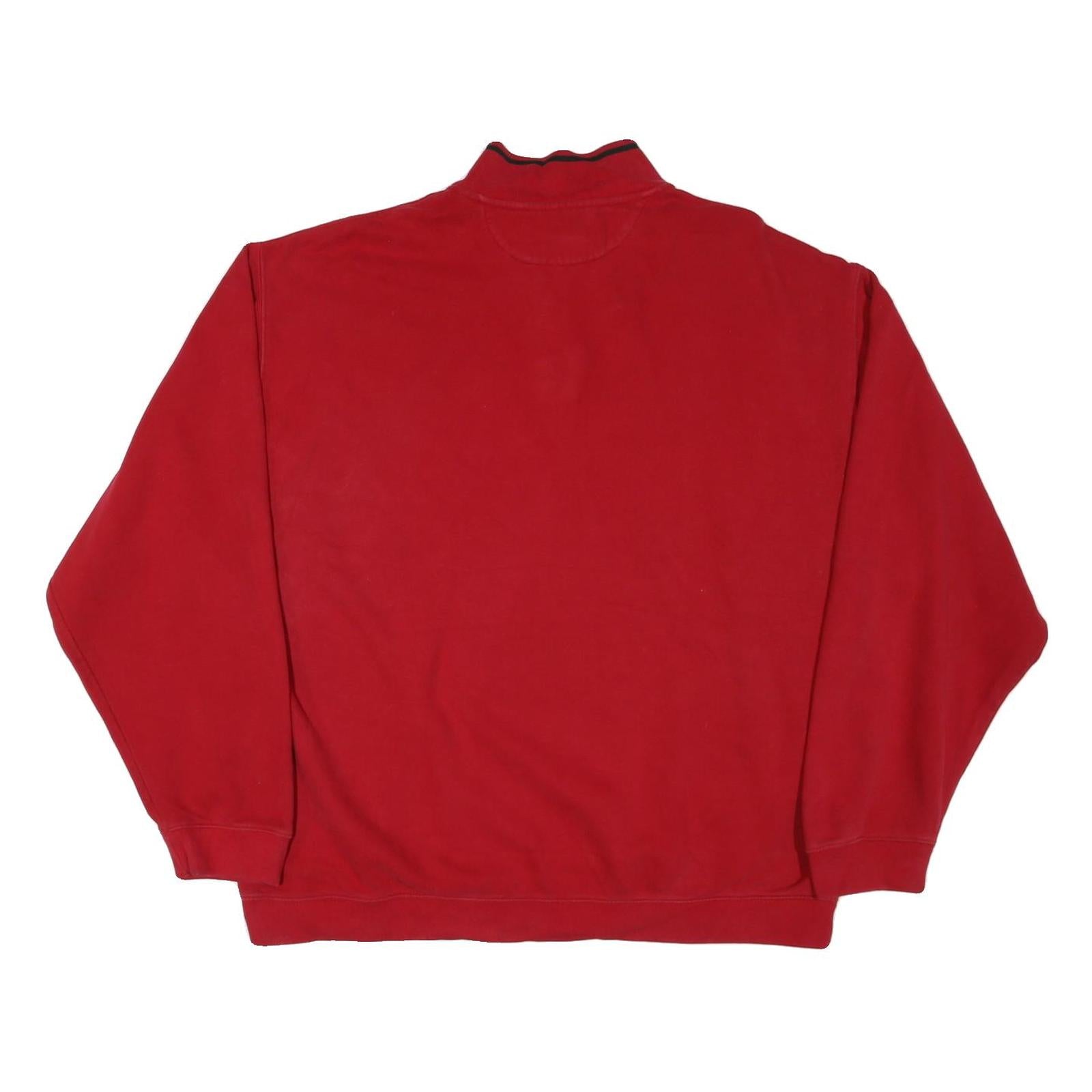 CHAPS Mens Red Quarter Zip Sweatshirt XL Embroidered Logo Casual