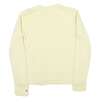 TOMMY HILFIGER Womens Cream & Grey Argyle Patterned V Neck Jumper Size M Cotton