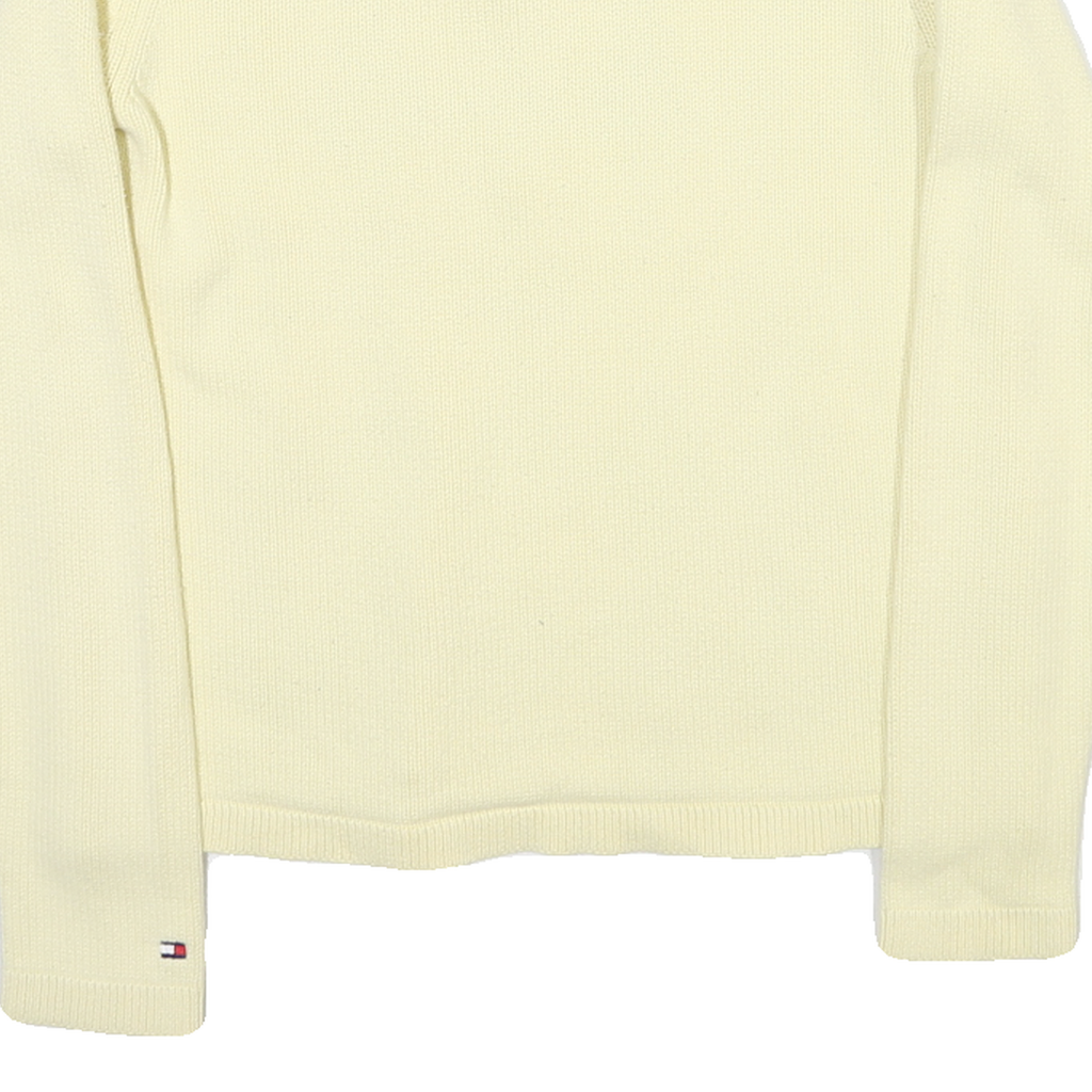 TOMMY HILFIGER Womens Cream & Grey Argyle Patterned V Neck Jumper Size M Cotton