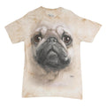 THE MOUNTAIN Mens Beige Tie Dye Pug Dog Graphic T-Shirt M Short Sleeve Crew Neck