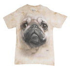 THE MOUNTAIN Mens Beige Tie Dye Pug Dog Graphic T-Shirt M Short Sleeve Crew Neck