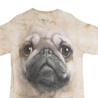 THE MOUNTAIN Mens Beige Tie Dye Pug Dog Graphic T-Shirt M Short Sleeve Crew Neck