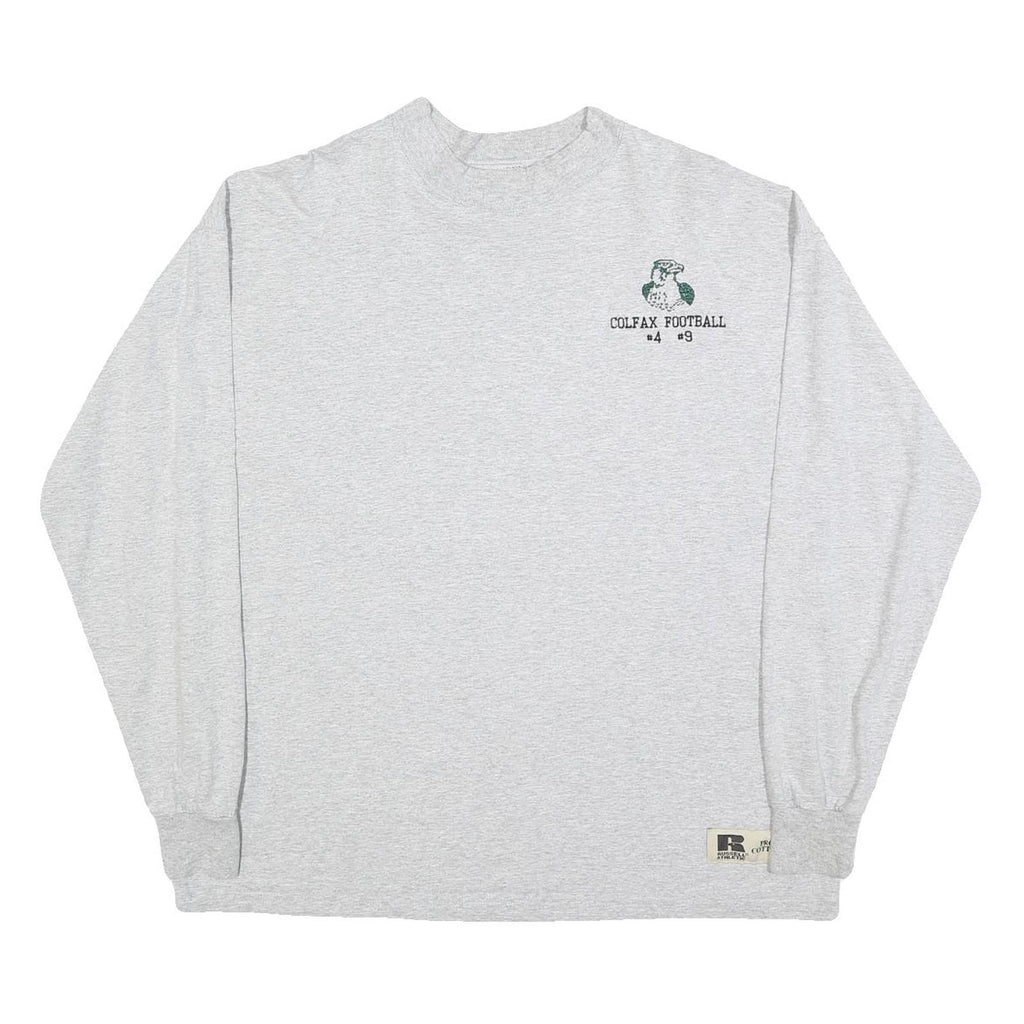 RUSSELL ATHLETIC Mens Grey Colfax Football Long Sleeve Crew Neck T-Shirt L