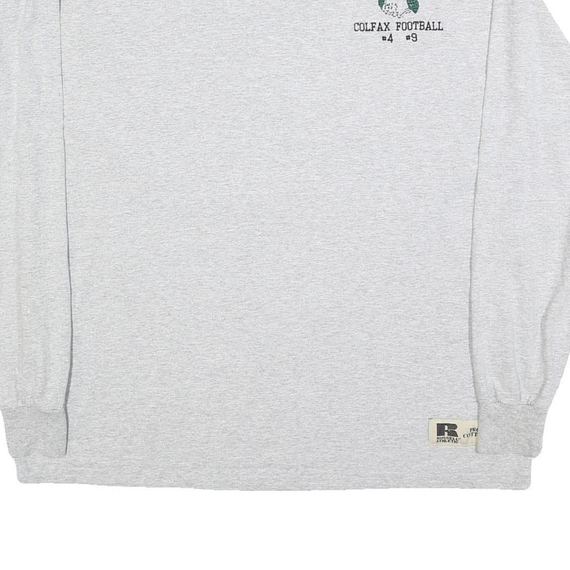 RUSSELL ATHLETIC Mens Grey Colfax Football Long Sleeve Crew Neck T-Shirt L