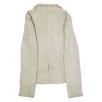 STRADIVARIUS Womens Blazer Jacket Beige Leather Suede 90s M