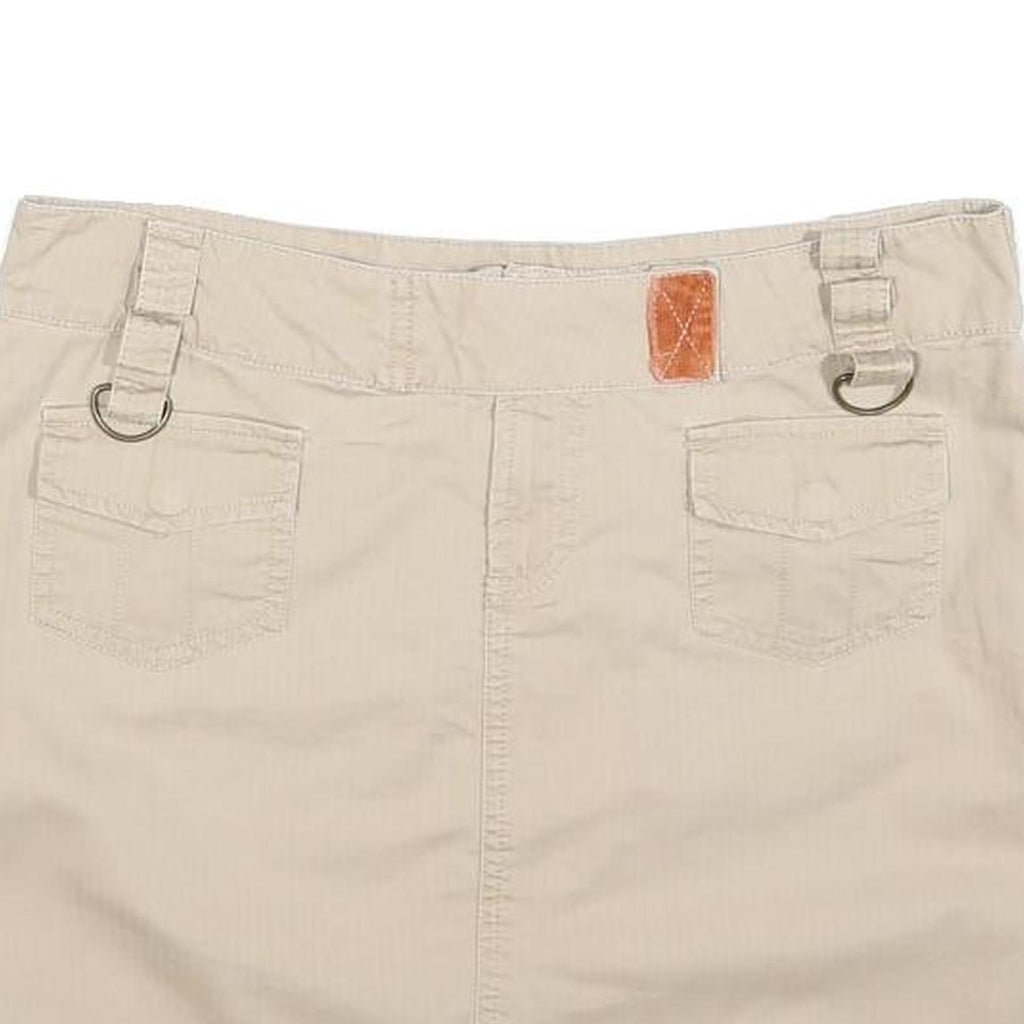 FREE PEOPLE Womens Beige Mini Cotton Blend Straight Skirt M Utility Casual