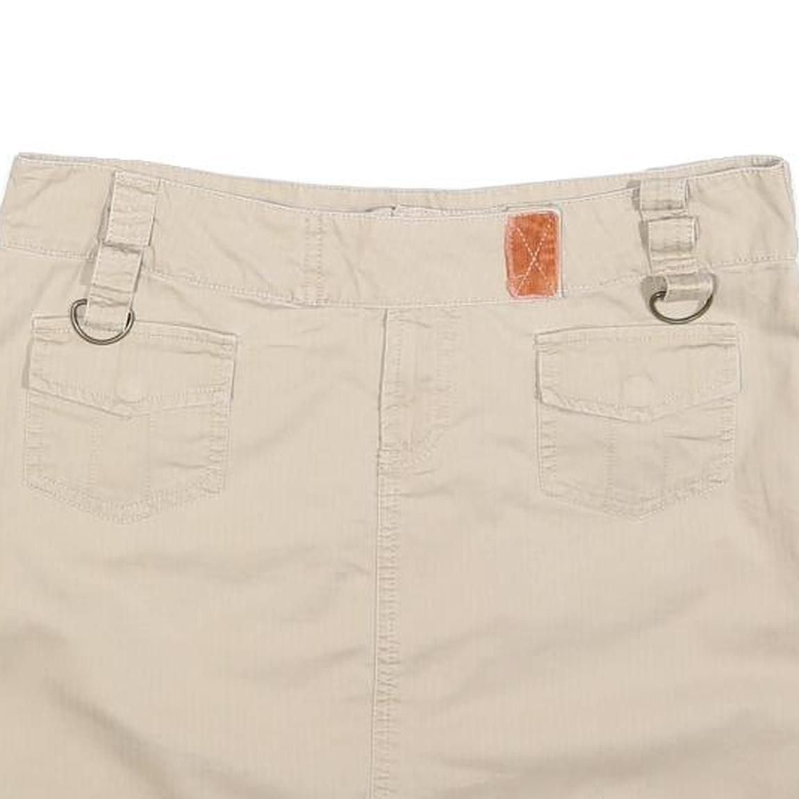 FREE PEOPLE Womens Beige Mini Cotton Blend Straight Skirt M Utility Casual