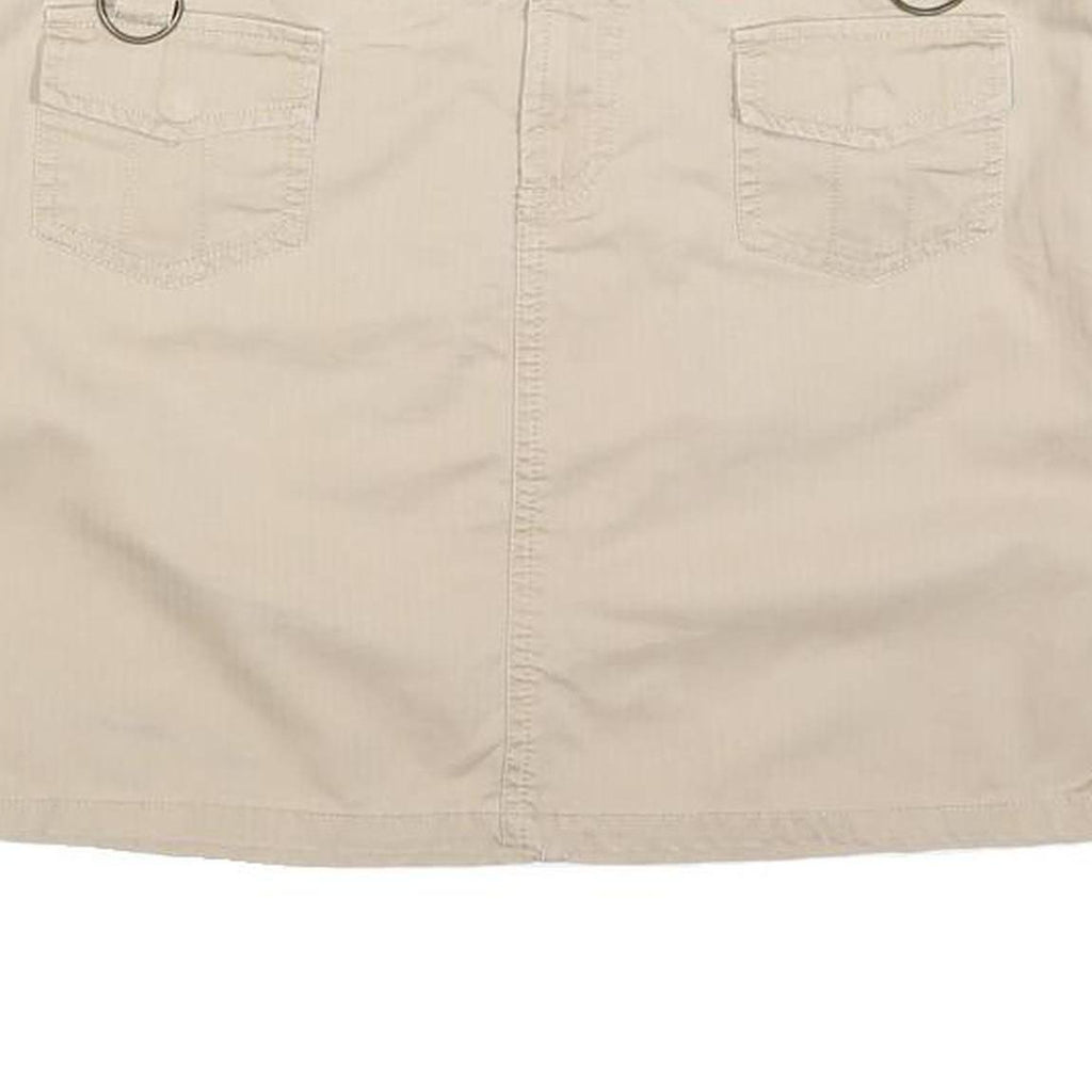 FREE PEOPLE Womens Beige Mini Cotton Blend Straight Skirt M Utility Casual