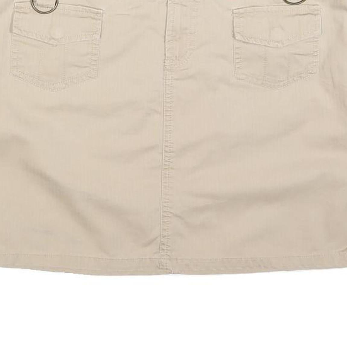 FREE PEOPLE Womens Beige Mini Cotton Blend Straight Skirt M Utility Casual